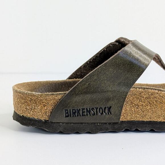 Birkenstock Sandals Gizeh Womens EU 37 Brown Metallic Slip On Thong Cork Leather - Picture 3 of 14